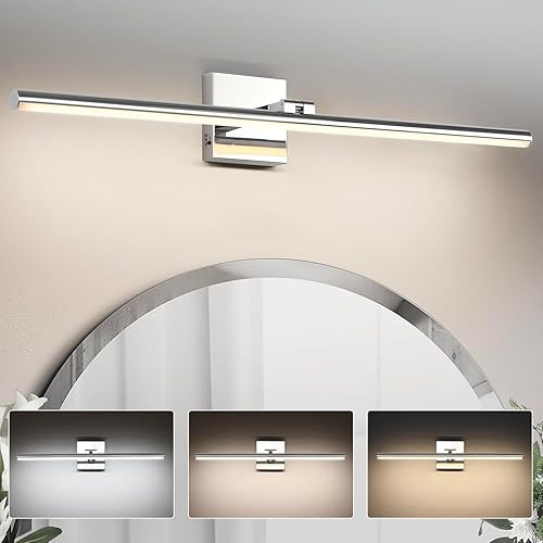 Miniatura 23 de Lámpara de tocador de baño LED de 24 pulgadas (3000K/4000K/6000K, regulable), lámpara de baño moderna cromada sobre espejo, barra de luz de tocador
