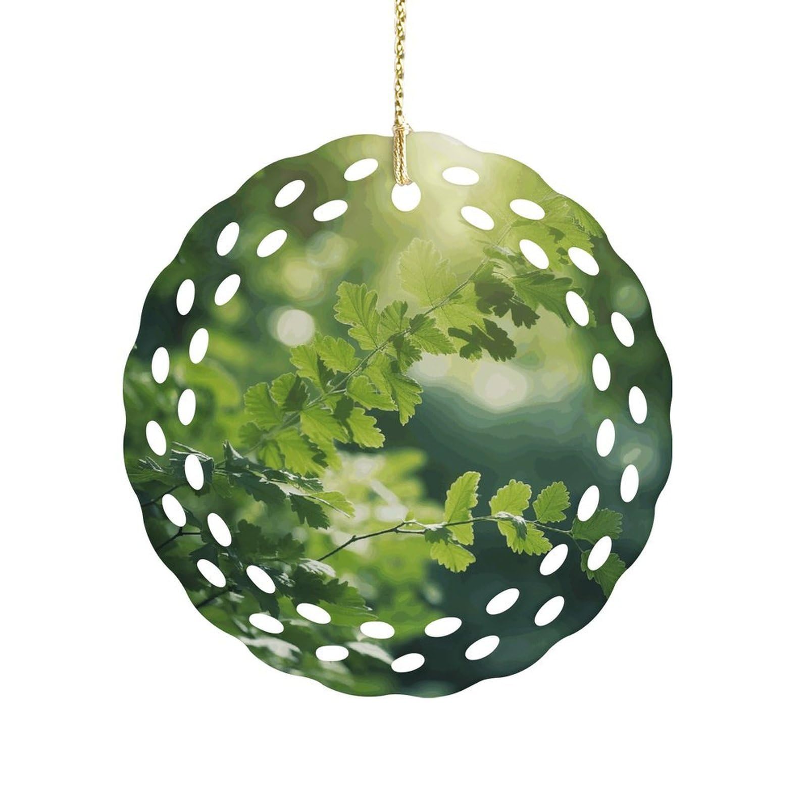 Btcowzrv Style Green Tree Background Ceramic Ornament,Round Ornaments With Hole Easy To Hang,Hanging Ornament For Wedding Party Home Window Garden Christmas Day Decor