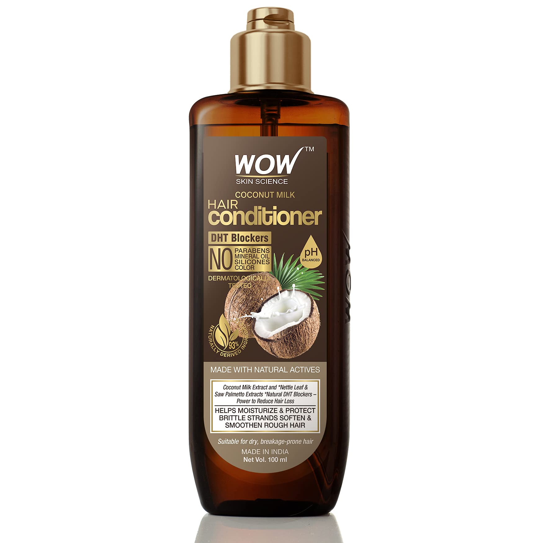WOW Skin Science Coconut Milk Conditioner - No Parabens, Minerals Silicones & Color -With Dht Blockers, 100 ml