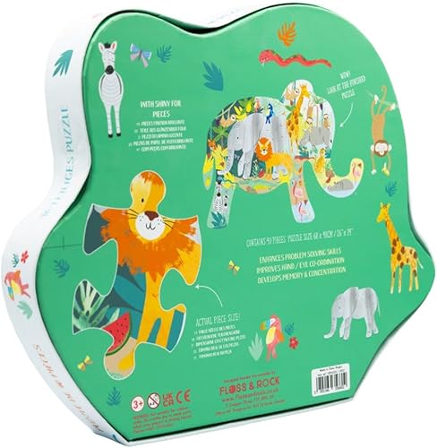 Miniatura 2 de Floss & Rock 42P6330 - Rompecabezas con forma de elefante de la selva con caja formada, juego de 40 piezas