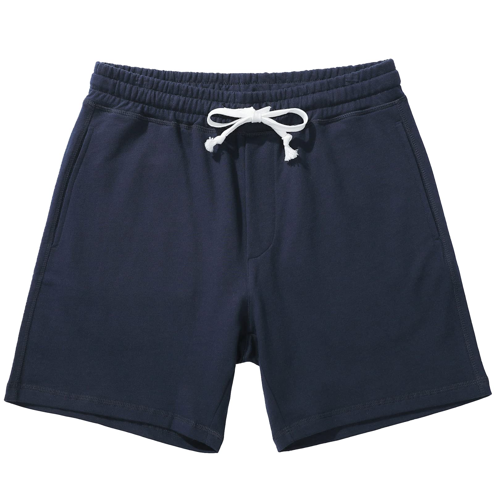 Amy Coulee Slaapbroek voor heren, kort, katoen, 7,5 cm, lichte pyjamabroek voor heren, korte zijsplitten, shorts, blauw, S