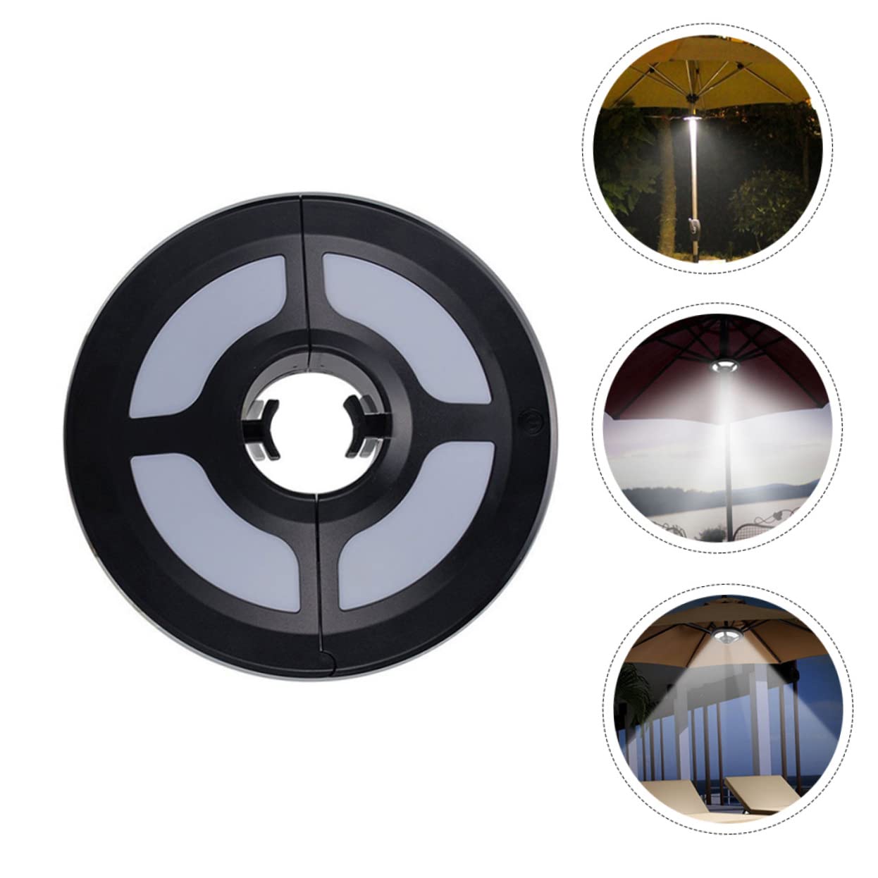 Lampada Abs per Campeggio da Ombrellone Multifunzione LED Nero