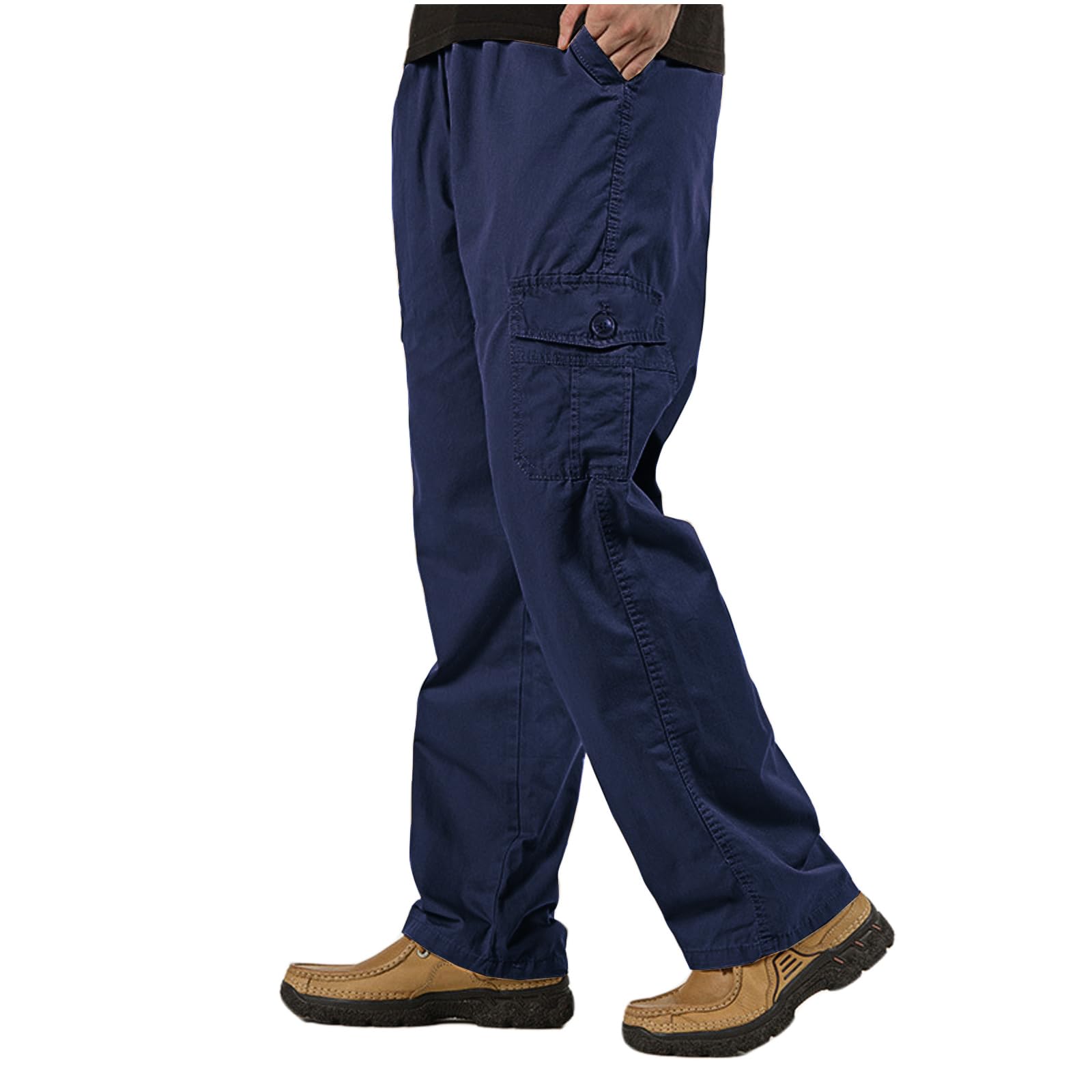 WZIKAI Mens Cargo Pants Elastic Waist Joggers for Men Workout Sweatpants Casual Long Trousers