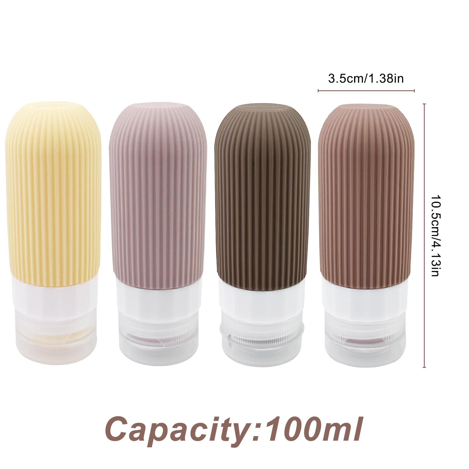 Newpop Contenitori da Viaggio Per Liquidi(4Pcs), Kit Bottigliette Aereo Prodotti Igiene Travel, 4 Pezzi Flaconi in Silicone 100 ml Set, Bagno Boccette Contenitore Bottiglie Shampoo da Viaggio