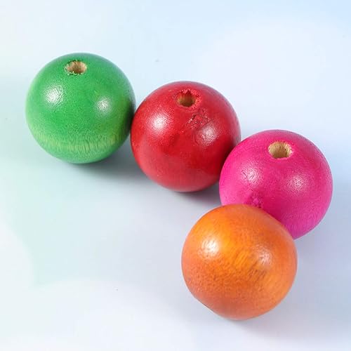 Miniatura 7 de Cuentas de madera para manualidades, 0.984 in, espaciador de madera redondo de color, cuentas sueltas para hacer joyas DIY, accesorios de búsqueda,