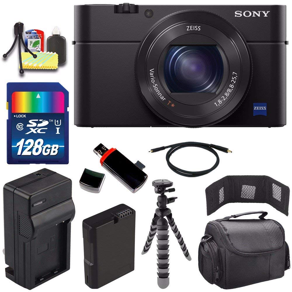 Sony Cyber-shot DSC-RX100M4 IV Digital Camera + Extra battery + Charger + 128GB Bundle 7 - International Version (No Warranty)