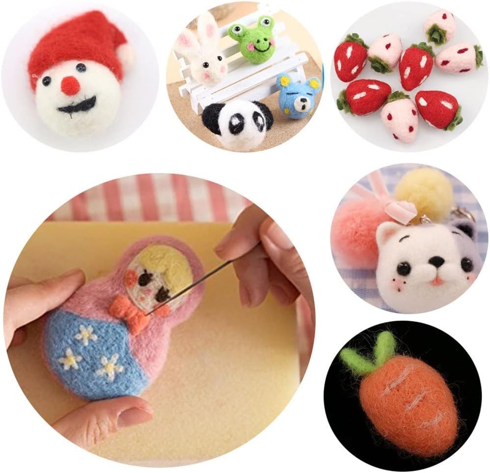 50 Colors Wool Needles Felting Kit tural Fiber Wool Yarn Roving Handmade Felt Needle Set Wool Felt DIY Craft Kit (Color : As Shown Size : One Size)