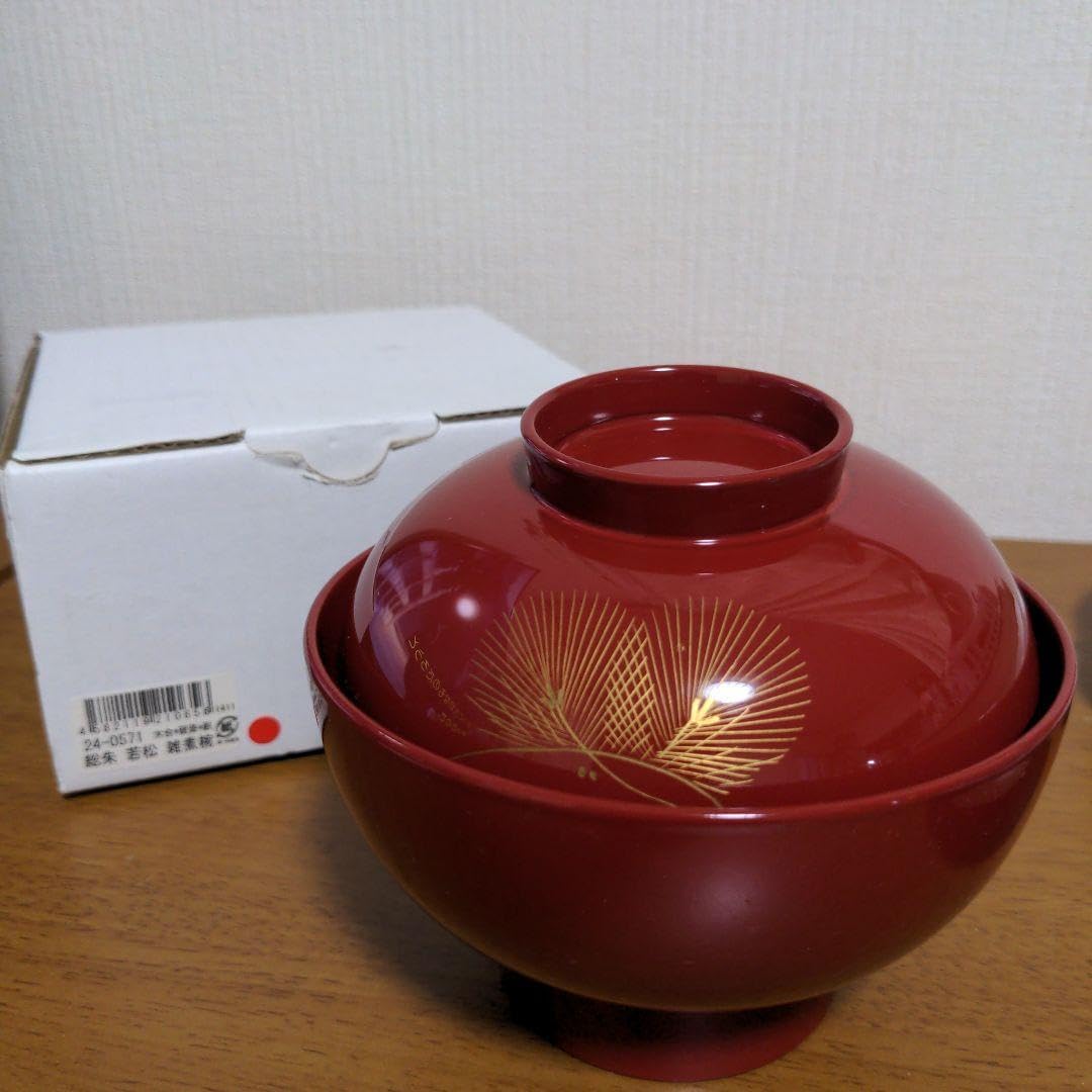 越前漆器 総朱 若松沈金 雑煮椀
