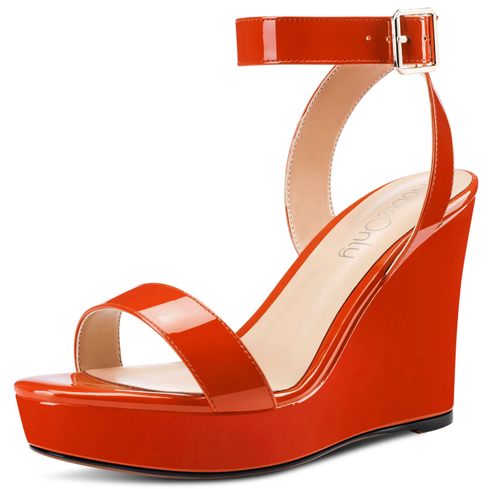 NobleOnly Mujer Abierta Punta Alto High cuña esparto Heel Plataforma Correa Tobillo Sandalias Cierre con Hebilla Dress Baile Zapatos 10 CM Heels