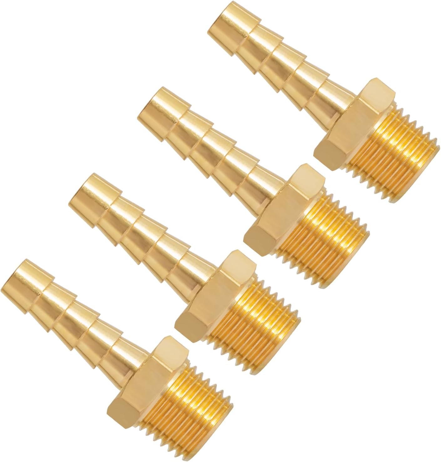 SUNGATOR Hose Fitting, Brass Barb Adapter, 1/4" x NPT Male Pipe (4-Pack)