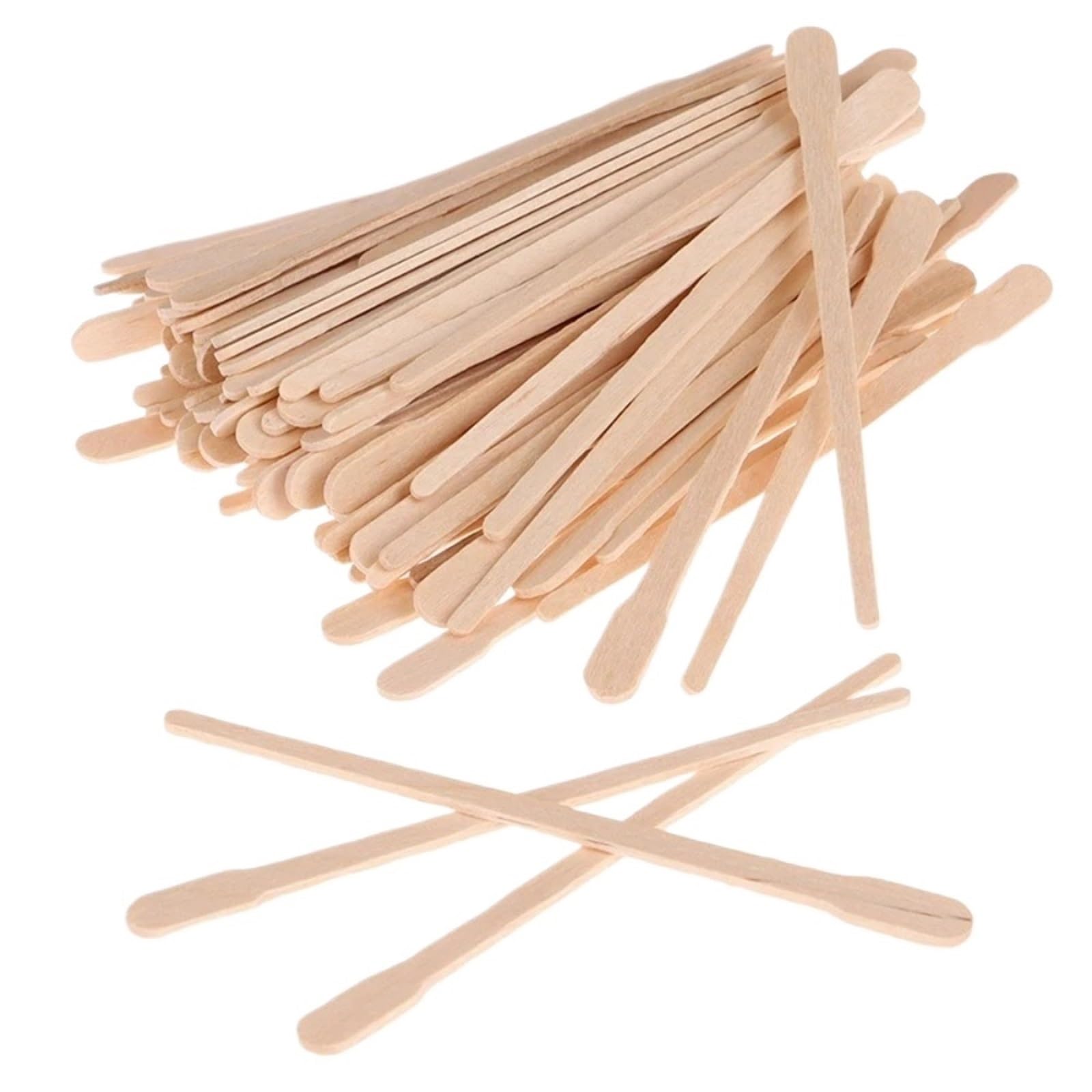 Lot de 1 000 petits bâtons d'épilation jetables en bois pour femme - Spatule d'épilation - Bâtons de cire pour le visage et les sourcils - Outil de beauté (beige)