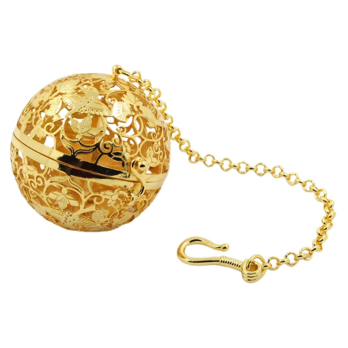 Didiseaon Difusor Colgante de Aromaterapia de Latón Abierto Bola Hueca Decorativa para Aceites Esenciales, Accesorio Perfumado para Mujer, Collar Aromático para Uso Diario y Obsequio