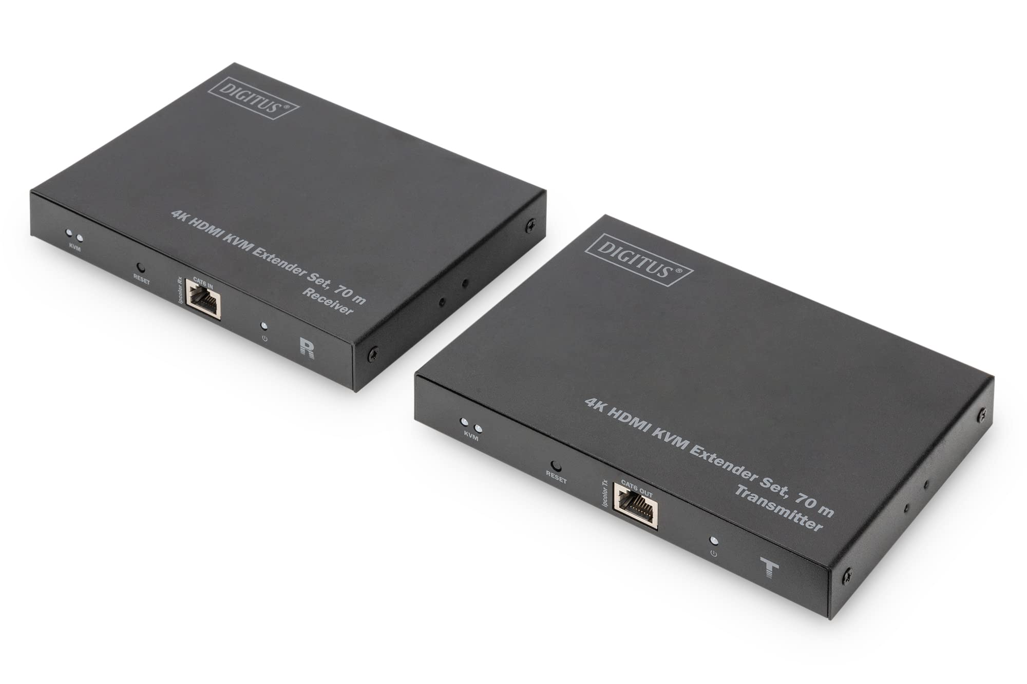 DIGITUS DS-55513 HDMI KVM Extender – UHD 4K 60 Hz – 70 m über LAN-Kabel – Set: Sender & Empfänger – Loop-Out, Audio – HDMI 2.0 & HDCP 2.2/1.4