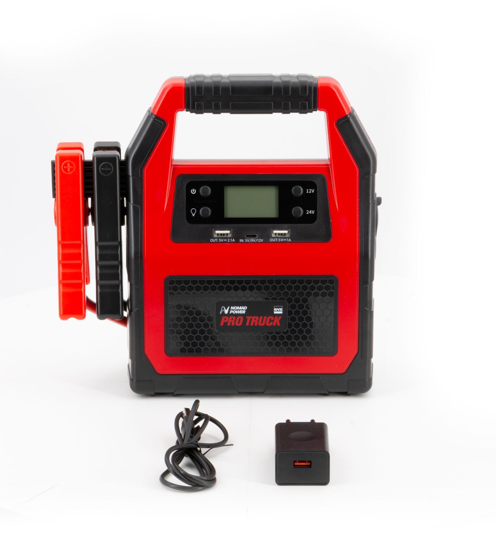 GYS, Nomad Power Pro Truck, arrancador/Booster batería de litio portátil 2000A, vehículos de 12/24 V (motocicleta, coche, camión), arranque seguro, batería externa de 5,3 Ah (PowerBank), lámpara LED,