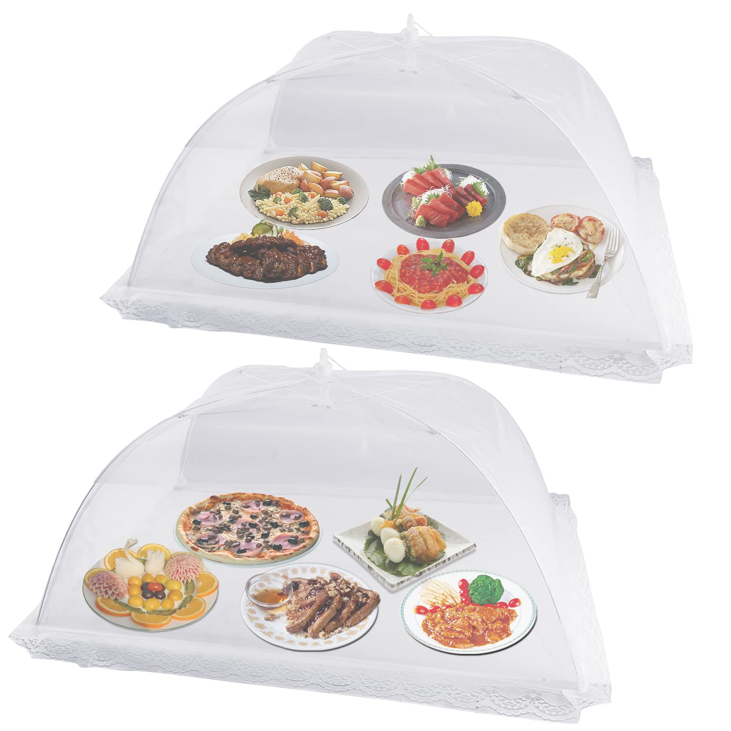 Food Tent Covers for Outdoors:Abujia 2 Large (28"X20") Mesh Food Covers for Outsides, Tall Pop-Up Picnic Table Covers, for Outdoors Indoors Party Plants Reusable Collapsible Food Cover Net