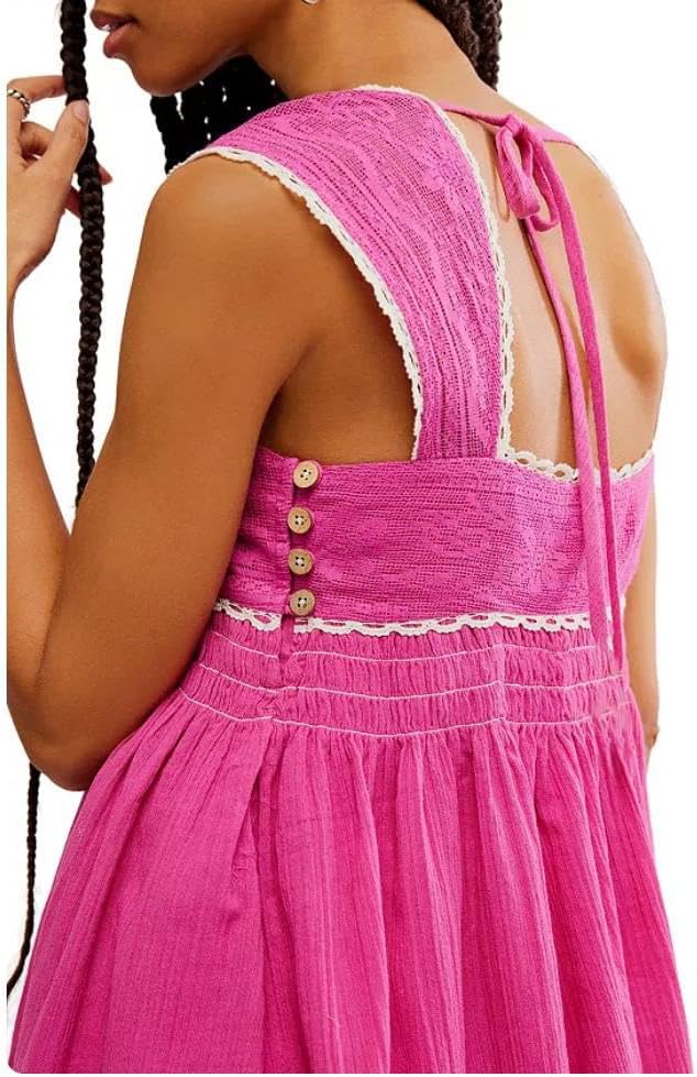 Womens Floral Lace Halter Mini Dress Elastic Corset Square Neck Sleeveless Flowy Ruched Dresses - Image 3