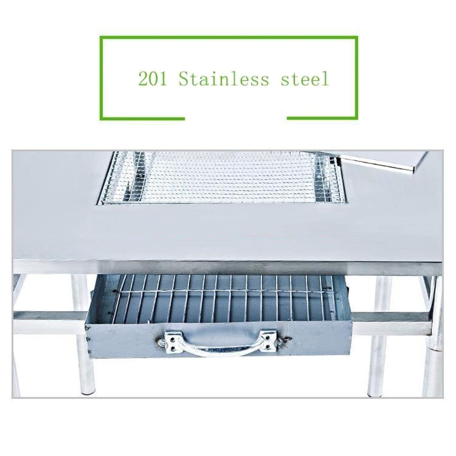 Stół do grillowania Self Service Grill domowy grill ze stali nierdzewnej Wielofunkcyjny przenośny zewnętrzny stół grillowy z węglem drzewnym na zewnątrz (65 x 65 cm)