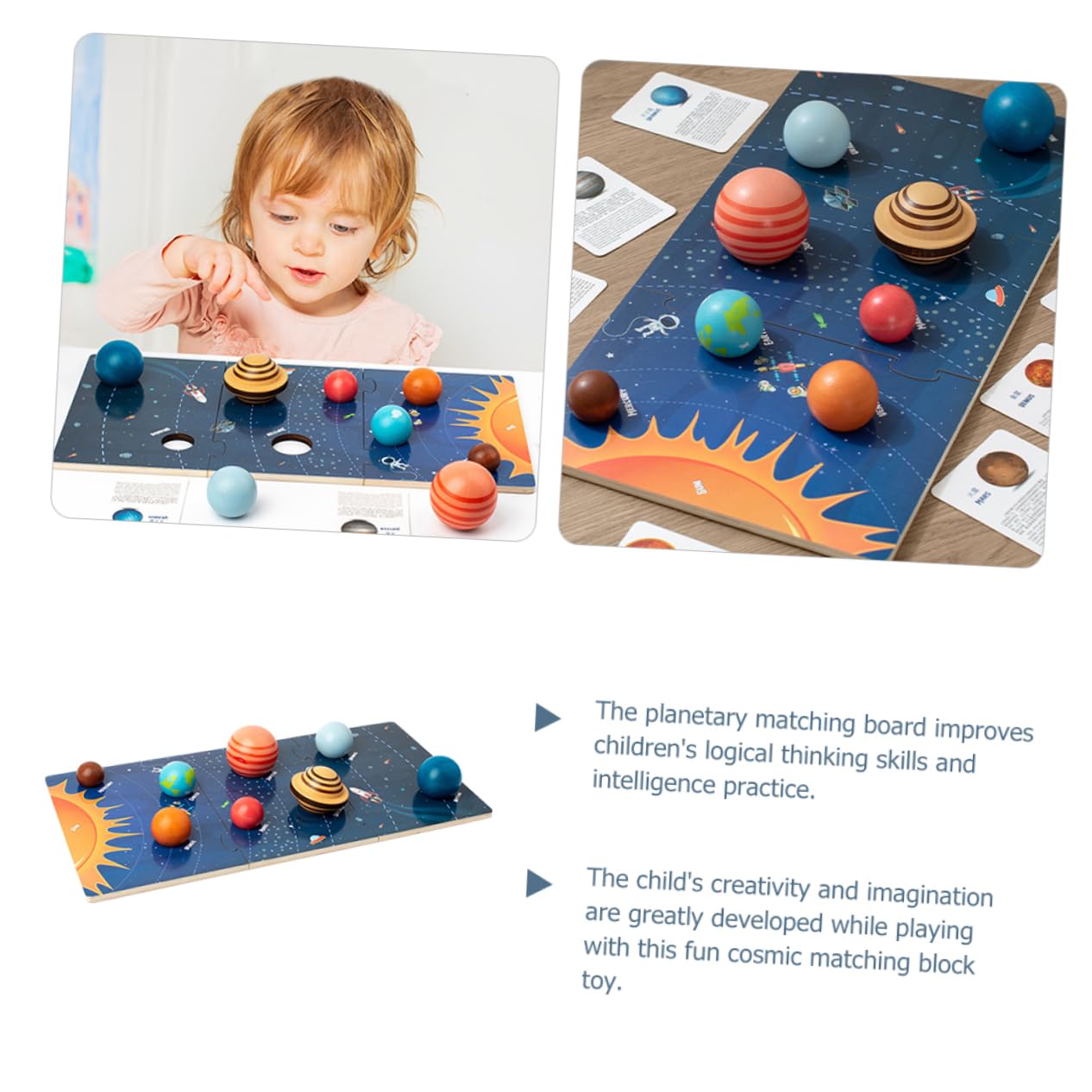 Hohopeti Rompecabezas del Sistema Solar para Niños 1 Set de Madera Juego Educativo de Reconocimiento de Formas E Inteligencia Interactivo para Aprendizaje Espacial