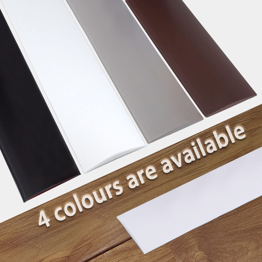 Seuil de porte adhesif PVC profil de transition barre de seuil de porte bande de transition de sol bande de recouvrement pour planchers stratifié (6m×4cm, noir)