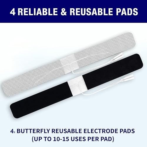 Syrtenty Tens Unit Replacement Pads - Pack Of 4 Electrode Squares For Muscle Stimulation & Therapy - 1.5" X 13" Stimulator Pad Set #TOP2