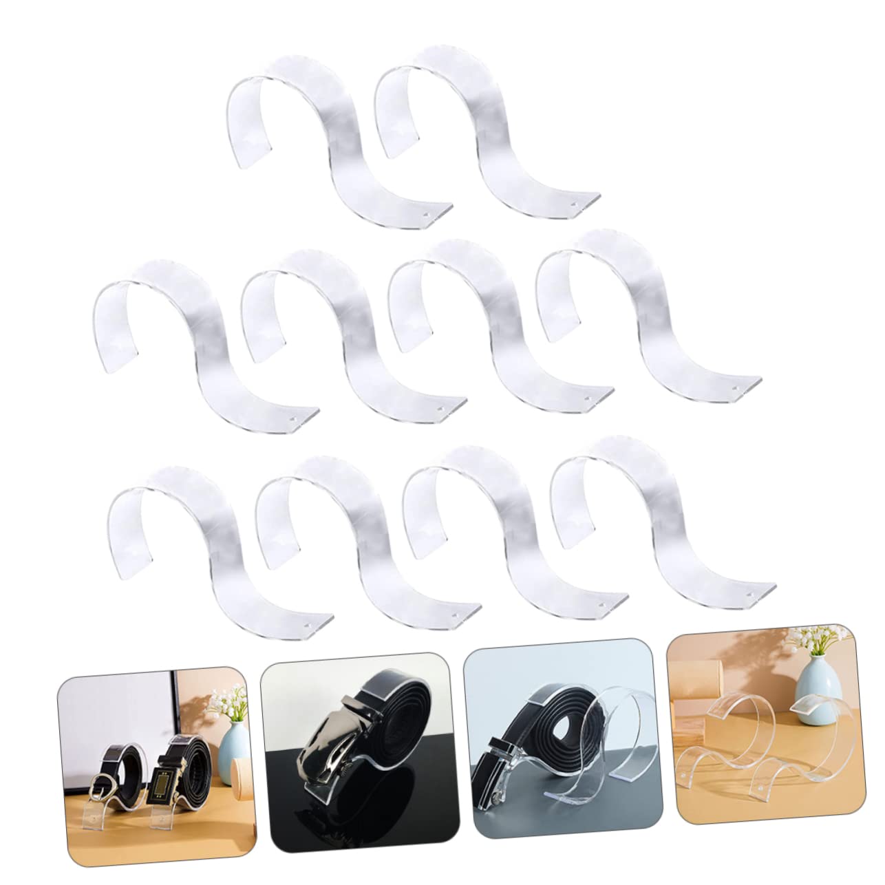 Acryl Gürtelständer 10 Stück S-förmig für Gürtel, ohne Grate