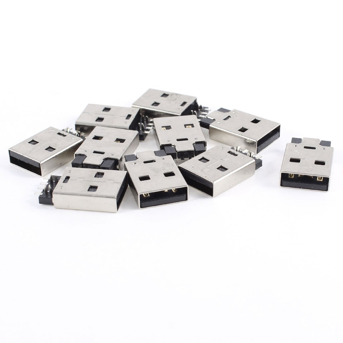 ZHuidjo 10 Pcs USB Male Type A 180 Degree 4-Pin SMD SMT Jack Solder Connector (SN: 46f 1d6 f80 341 c4c)