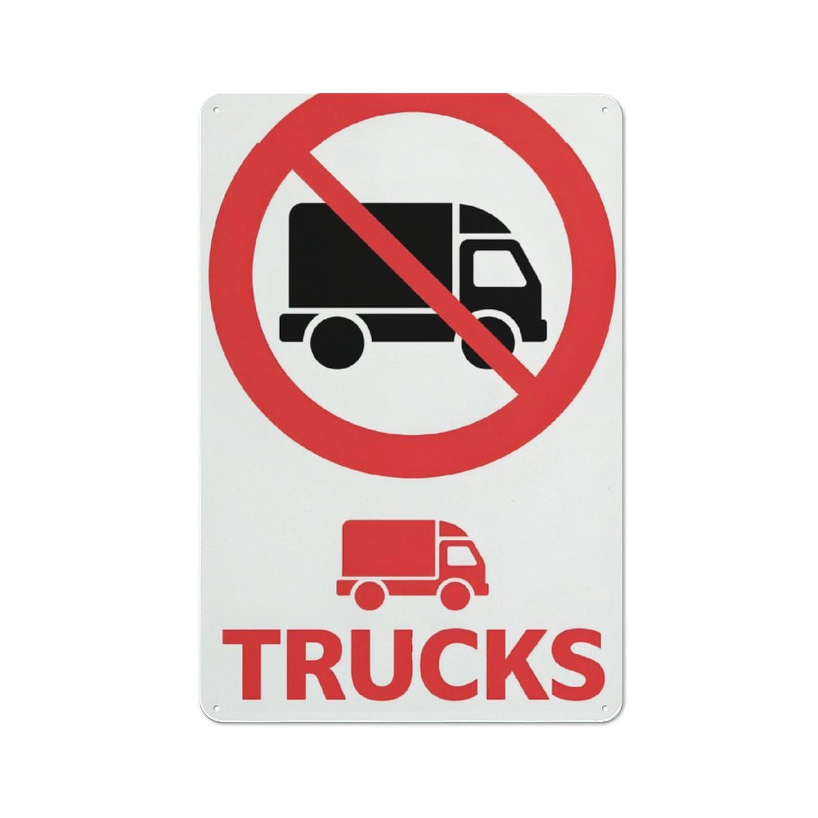 peiyeety No Trucks Metal Tin Sign Road Safety Decor for Residential Areas, Small Bridges, and Weight-Restricted Roads High-Visibility Aluminum Warning Plaque, 6x8 Inch