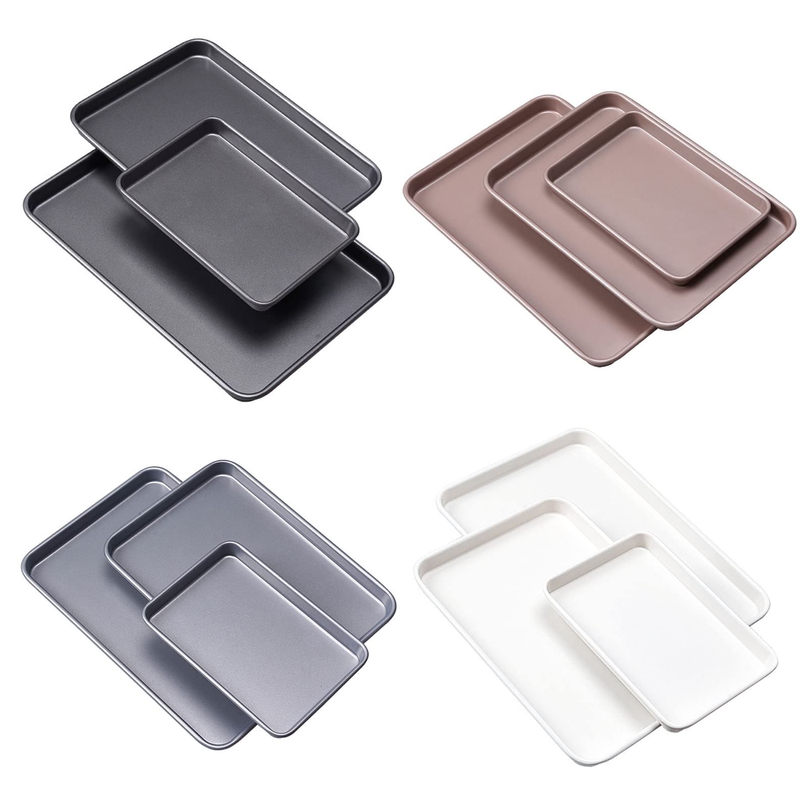 3-teiliges Premium Antihaft Backblech Set für Kekse, Kohlenstoffstahl, leicht zu reinigen, Braten von Kuchen, Keksen, Brot, Keksen, Backformen