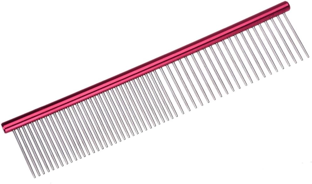 Pet Grooming Steel Comb Pet Round Handle Anti Static Row Comb for Dogs and Cats (Purple) : Pet Supplies