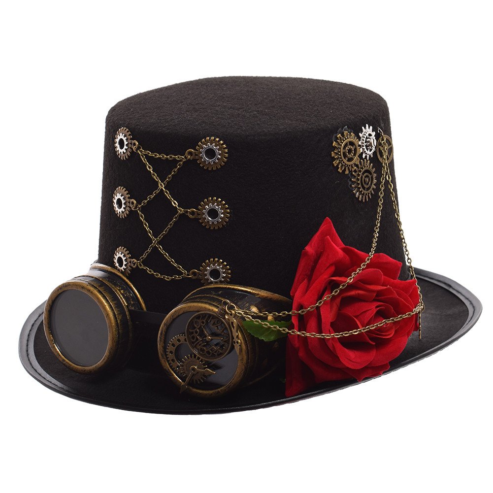 Graceart Unisex Style-01 Steampunk Top Hats With Goggles (Various Styles), Head Circumferences-61Cm,
