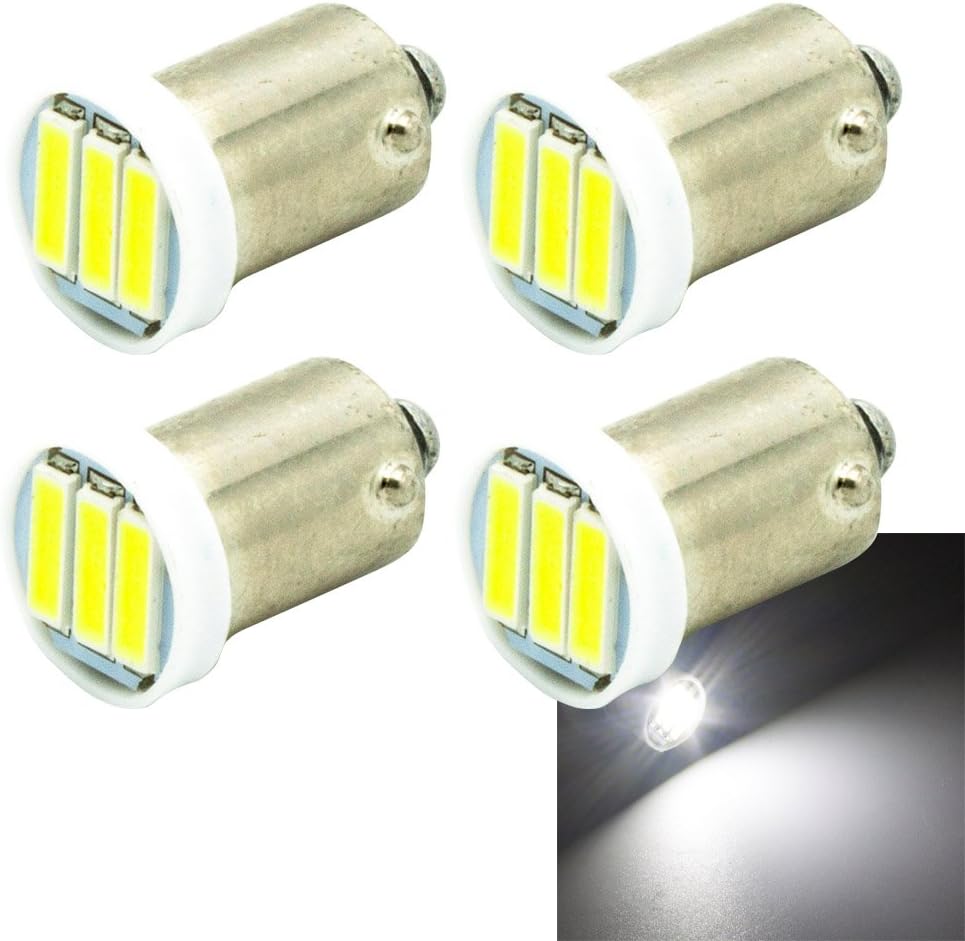 BA9 BA9S 53 57 1895 64111 LED Bulbs,3-7020 SMD LED, White Lights Extremely Bright Light Bulbs(Pack of 4)