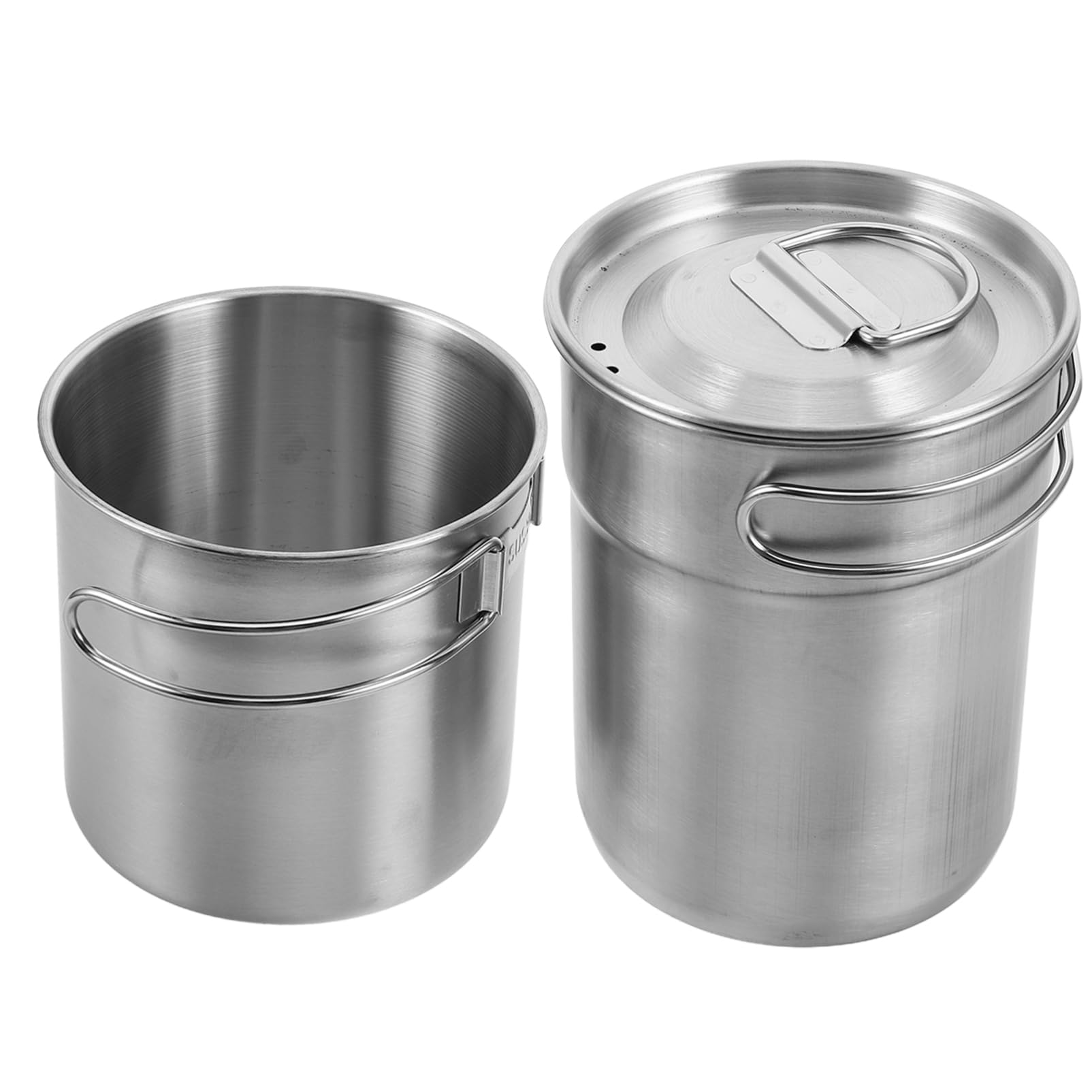 Kisangel 2 Stück Faltbare Edelstahlbecher mit Griffen Set für Camping und Outdoor Aktivitäten Leichte und Stapelbare Trinkbecher für Wanderungen und