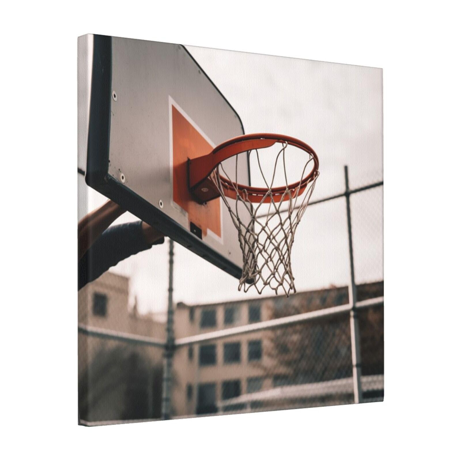 FodPand Basketball Shot Canvas Wall Art for Living Room Wall Decor 16"x16" Modern Artwork Painting Pictures Hanging Canvas Prints Aesthetic Wall Art for Bedroom Bathroom Office Wallart Decor