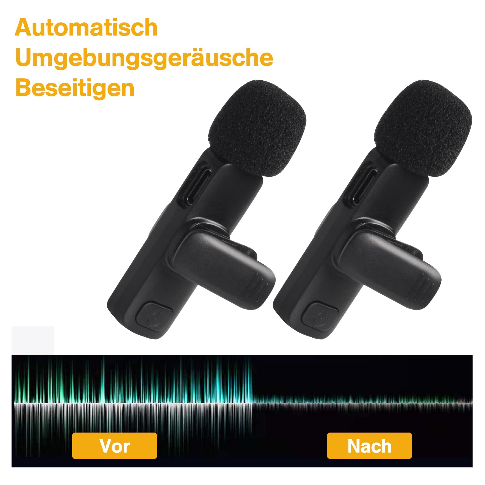 Lavalier Mikrofon, Wireless Mini Mikrofon für iPhone, iPad, Android, Laptop, Wireless Microphone Ansteckmikrofon Kabellos für Videoaufnahmen, Vlog, TikTok, YouTube, Live Streaming