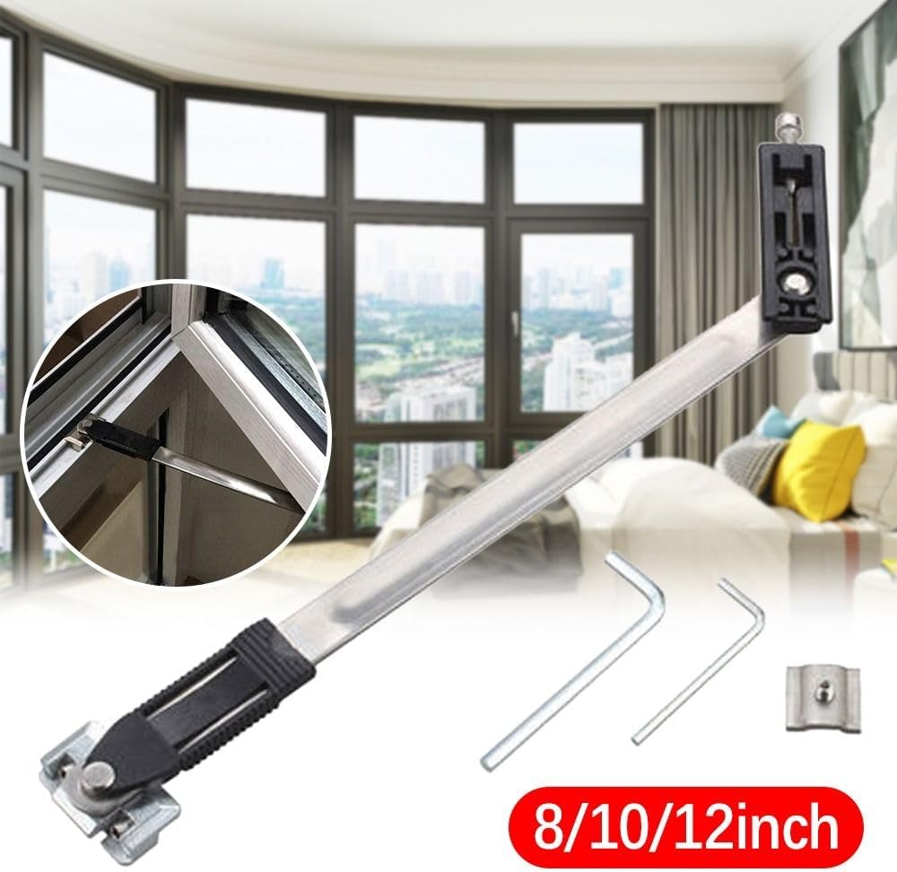 Window Limiter No Punching Angle Controller Stainless Steel Windproof Brace Stopper Safety Lock(8inch)