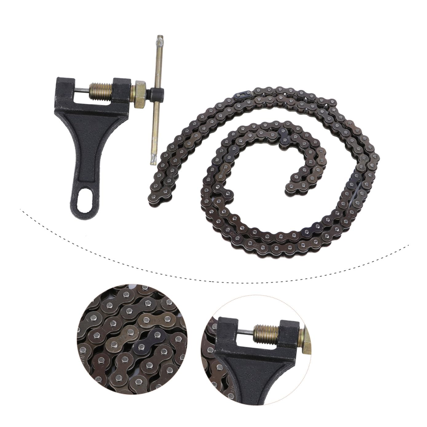 Kichvoe 420 Gliederkette Motorradkette Offroad Dirtbike Kettensatz 132 Glieder Metall Poliert Installieren für 110 125cc Atv