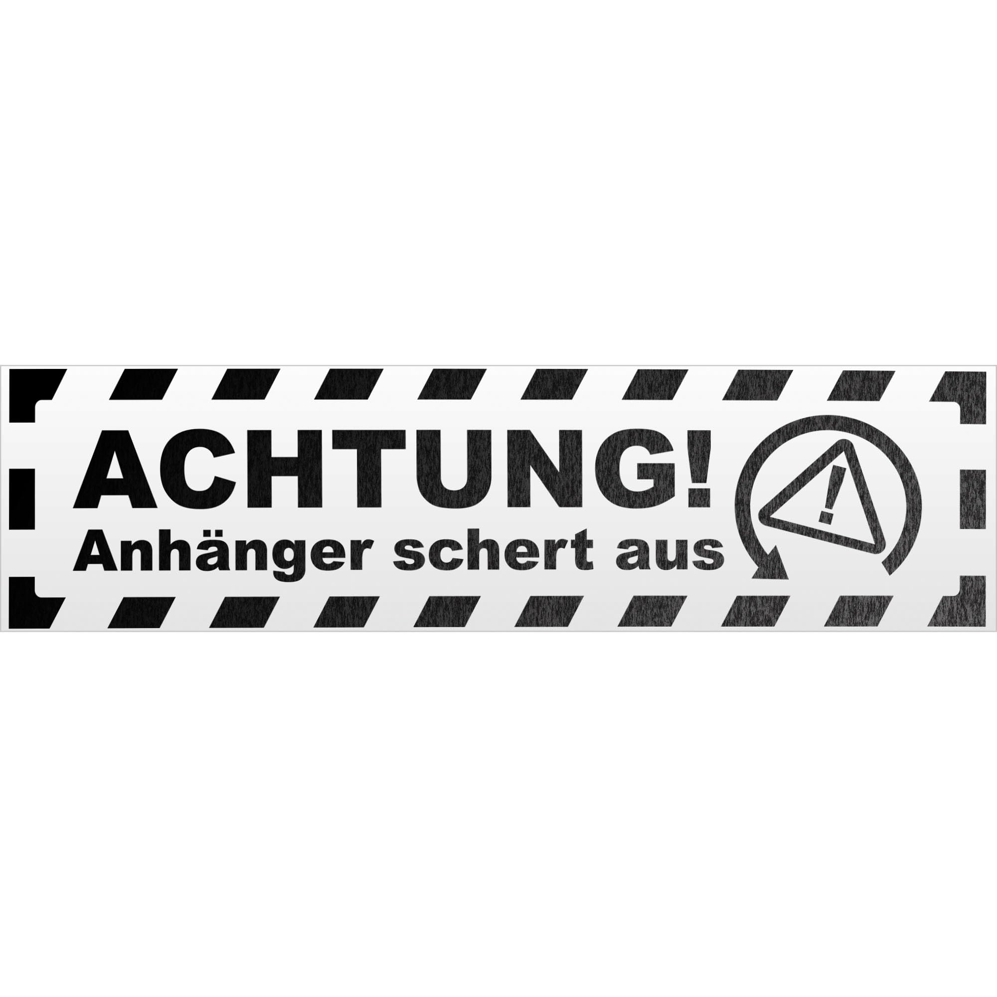 Kiwistar Achtung Anhänger gestreift Magnetschild Schild magnetisch - 60cm Schwarz - reflektierend - Magnetfolie für Auto PKW Kfz