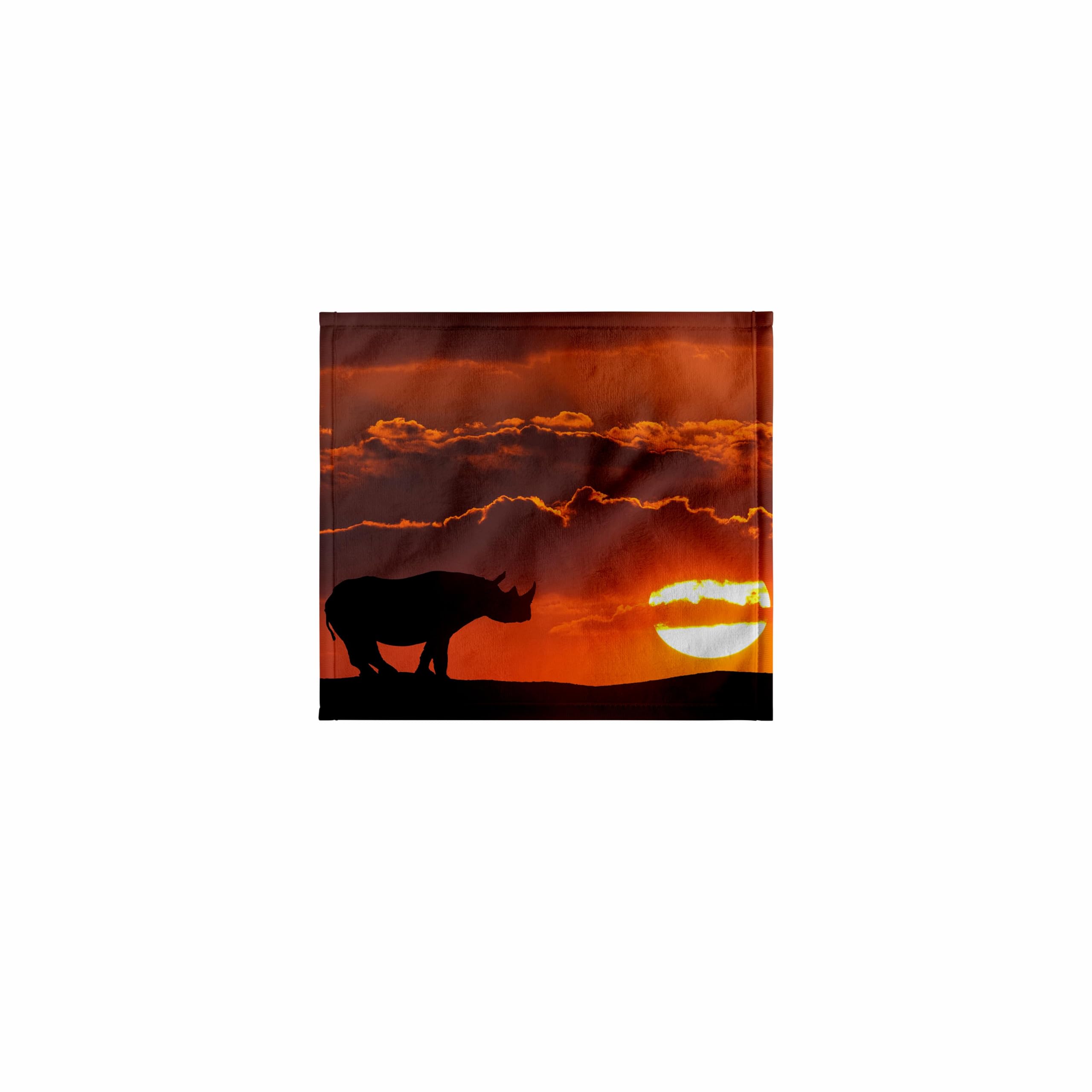 3dRose 11x12 Wash Cloth for Face and Body - Africa, Kenya. Composite of White Rhino Silhouette at Sunset. Rhino