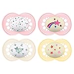 MAM Day & Night Pacifiers, Glow in The Dark Pacifier for Breastfed Babies, Nipple Shape Helps Promote Healthy Oral Development, BPA-Free Silicone Nipple, Easy to Clean, 16+ Months, 4 Count