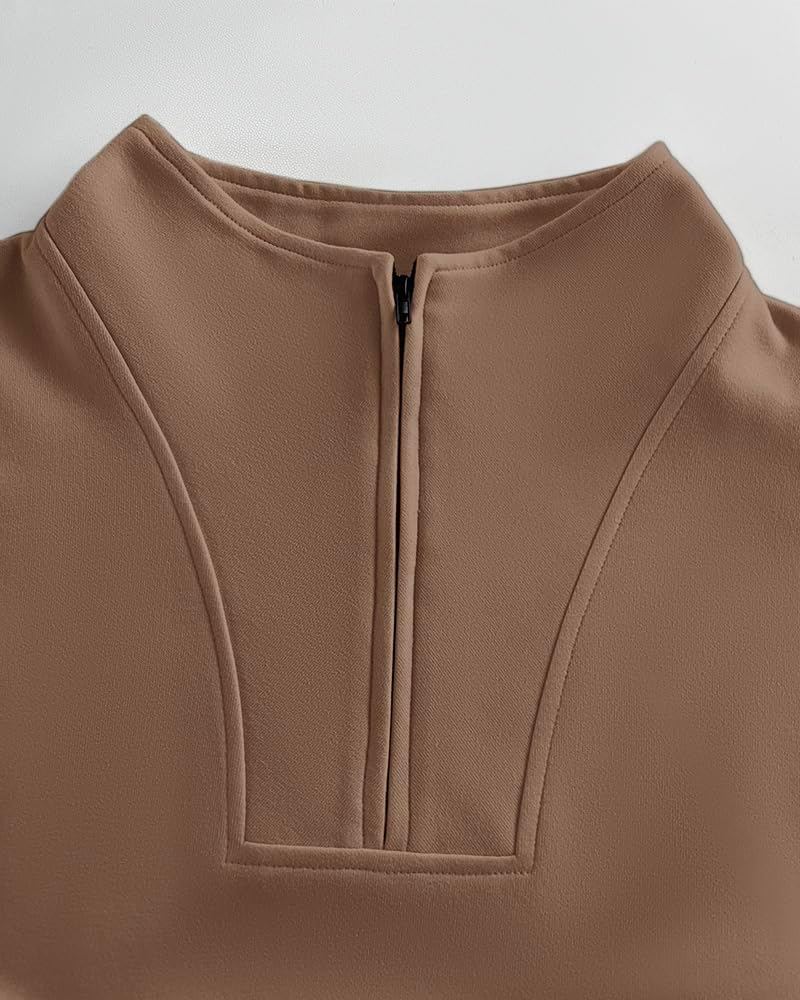 CHICME Women's Oversized Sweatshirts Half Zipper Long Sleeve Pullover Tops Casual Mock Neck Drop Shoulder Fall Shirts - Image 7