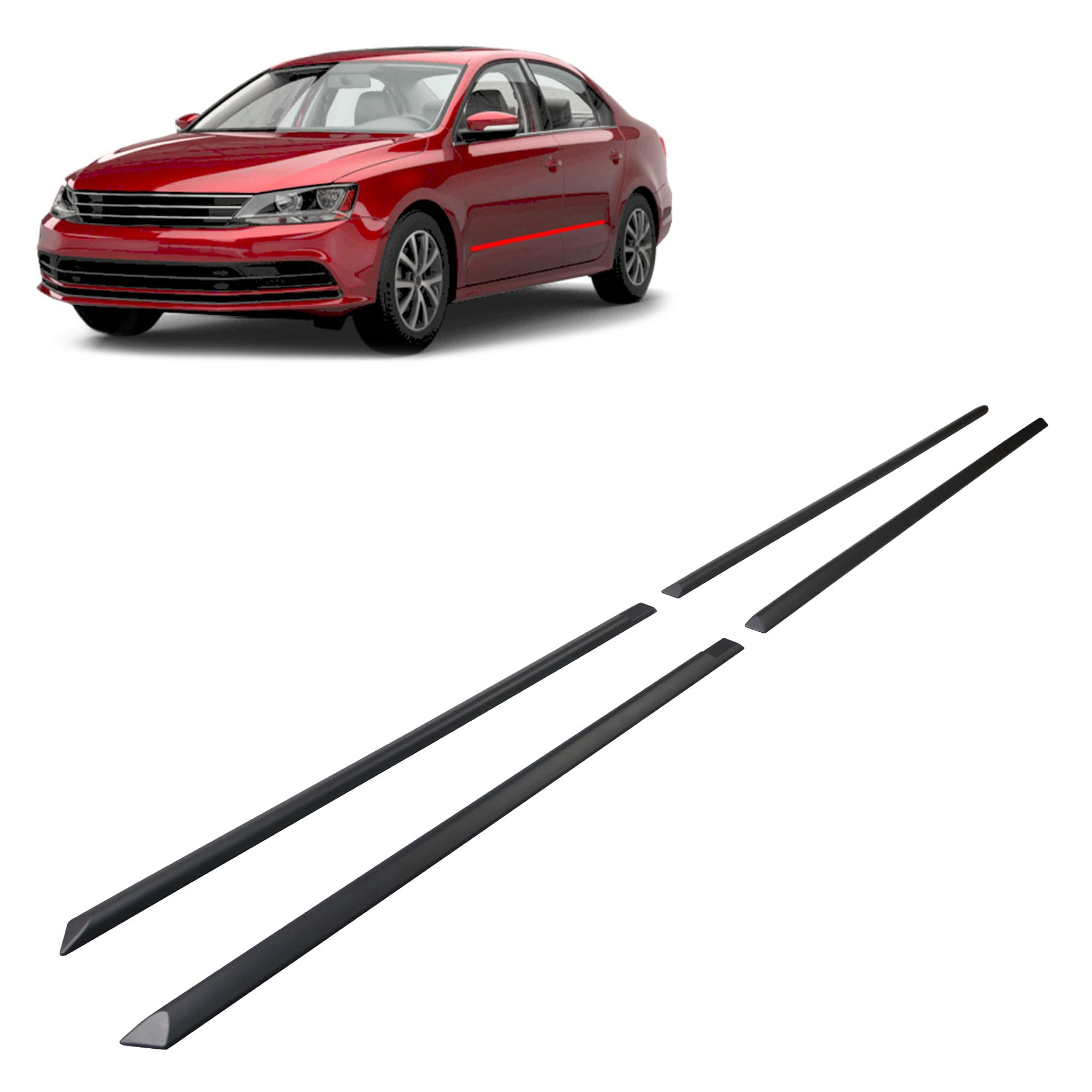 CHROMEMASTER | Listwy boczne drzwi | Kompatybilne z VW Jetta Sedan 2011-2018 | Poliuretan, Kolor Czarny | Listwy Boczne Zabezpieczają Drzwi Samochodu Przed Uszkodzeniem