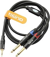 Vista 8 de Tisino - Cable TRS estéreo de 1/8" a dual TS mono con divisor en Y de 1/4", cable estéreo con miniconector auxiliar de 3.5 mm a conector de 6.35 mm