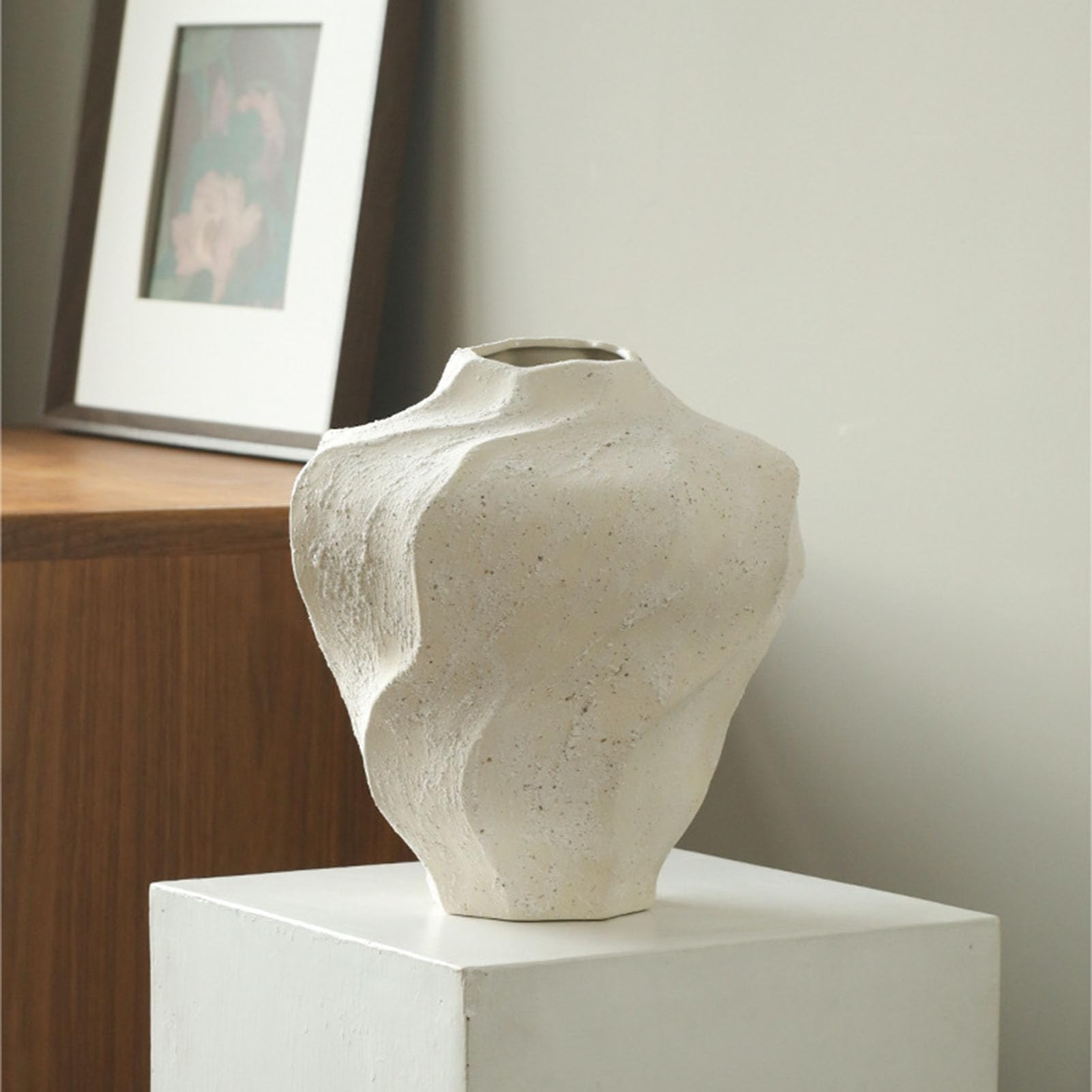 Ceramiczny wazon na kwiaty – nowoczesny, mały, prążkowany, teksturowany wazon na kwiaty do wystroju domu, trawa pampasowa, dekoracyjny, dom wiejski, stolik kawowy, ozdoby kuchenne,S