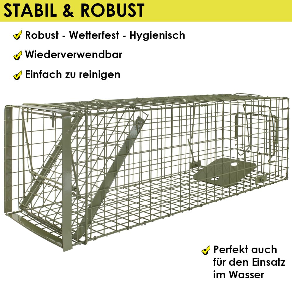 Petigi Lebendfalle Grün Drahtfalle Marder Lebend Wiesel Garten Kaninchen Abwehr Umsiedeln Falle Haus Zubehör Ratte Vertreiben Dachboden Rattenfalle 102 x 34 x 34 cm