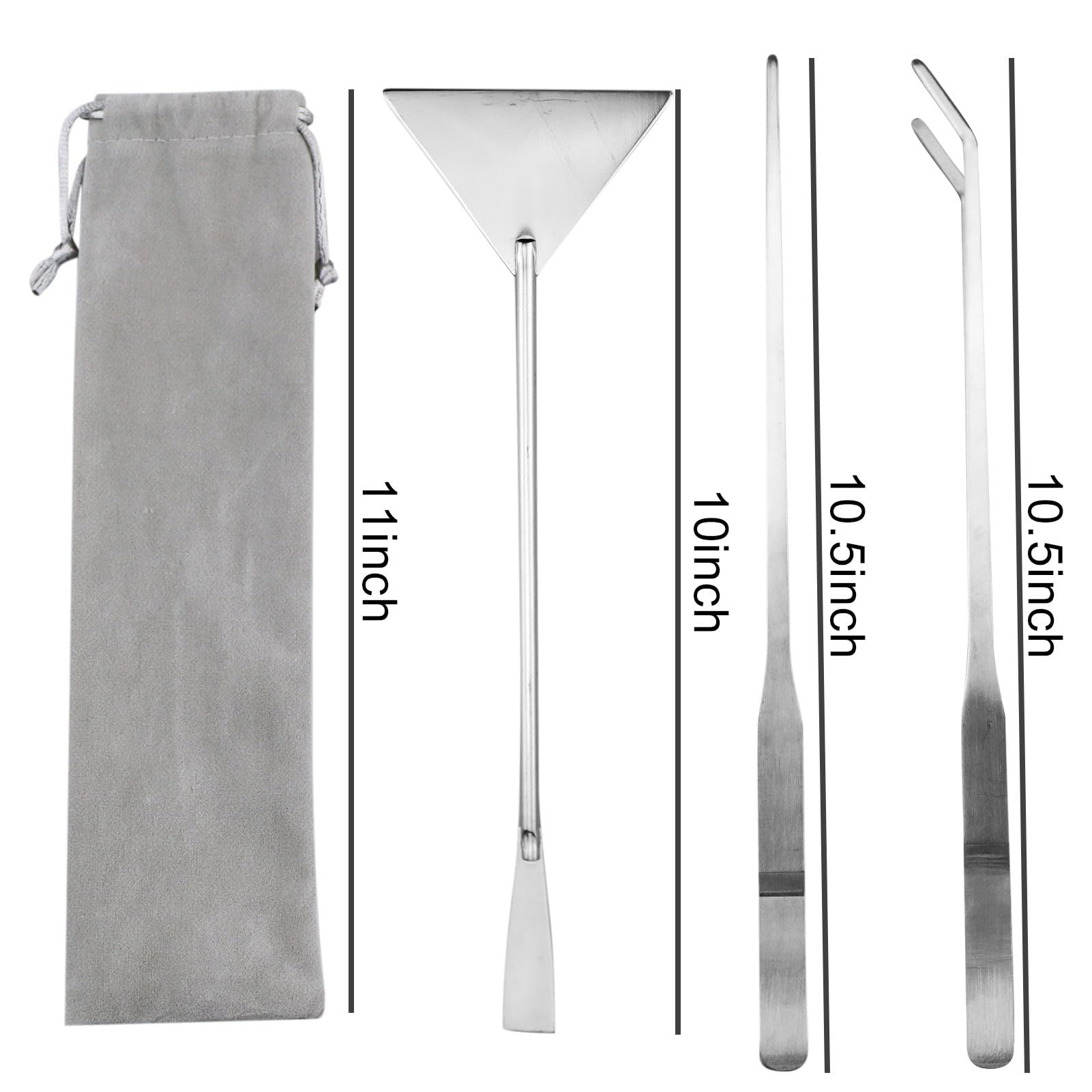 Aquascape, kit di attrezzi per acquario, 3 in 1, in acciaio inox, set di spatole per sabbia con sacchetto di flanella per la pulizia di acquari e piante acquatiche