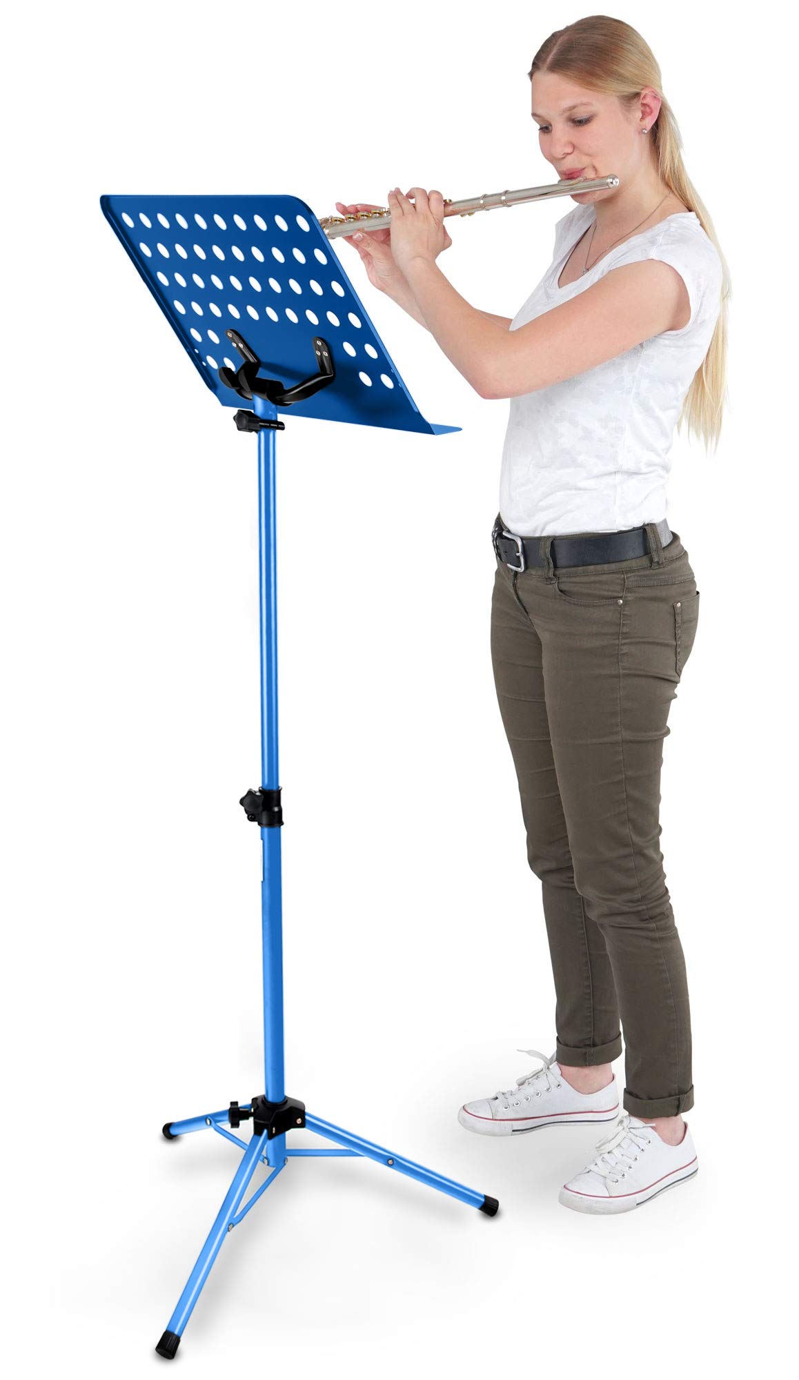 Classic Cantabile atril orquesta chapa perforada Heavy azul set de 3x
