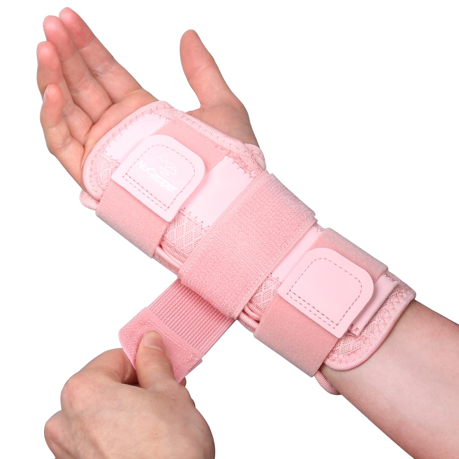NuCamper Carpal Tunnel Wrist Brace Night Support for Men Women Adjustable Wrist Splint with 3 Straps and Metal