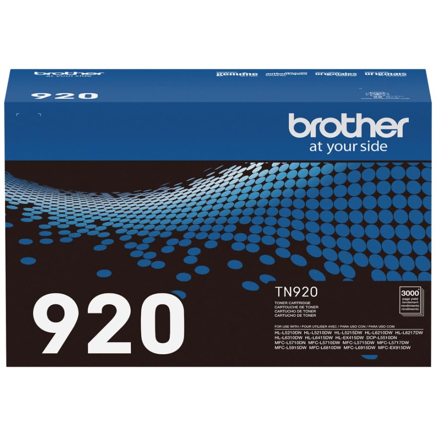 Image of Brother Genuine TN920 Standard Yield Toner Cartridge, , HL-L5210DN, HL-L5210DW, HL-L5210DWT, HL-L5215DW, HL-L6210DW, HL-L6210DWT, HL-L6310DW,MFC-L6810DW (Pack of 3)