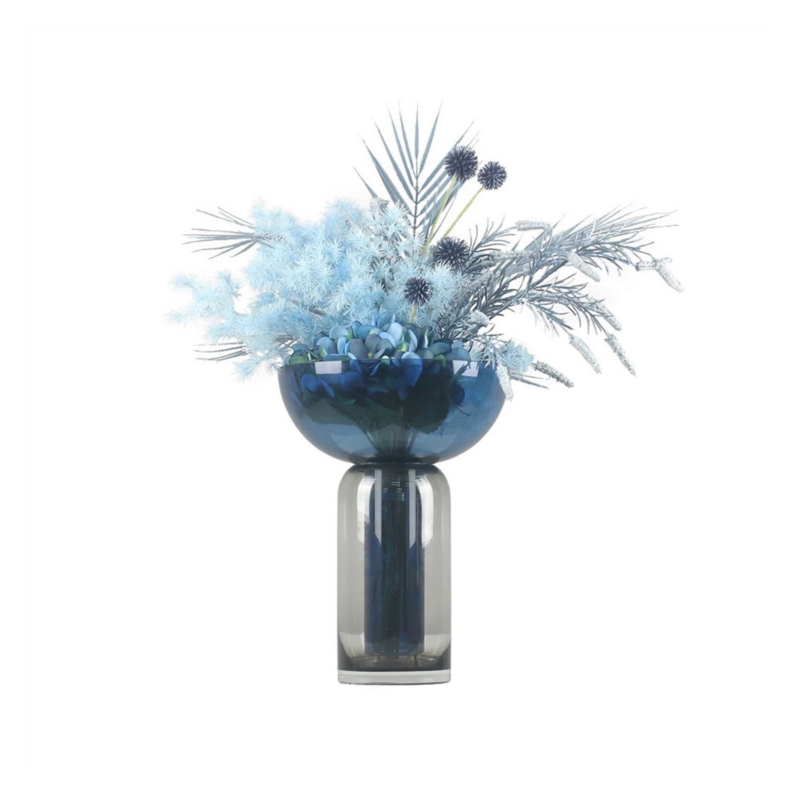 CFY652 Floral Arrangements Modern Blue Glass Flower Dispenser Simulation Floral Set Home Light Luxury Arrangement Artificial Flower Bouquet Weddings