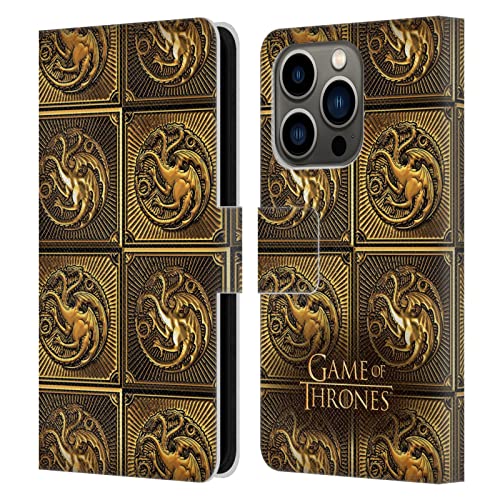 Coque Targaryen or iPhone 14 Pro étui cuir aux finitions premium Game of Thrones